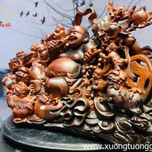 Tượng Di Lặc Ngũ Tiểu Tam Nghê Gỗ Trắc