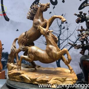 Tượng Song Mã Gỗ Xá Xị