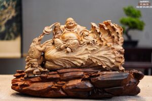 Di Lặc Ngồi Bắp Cải Gỗ Hoàng Đàn Tuyết Lạng Sơn