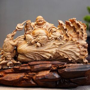Di Lặc Ngồi Bắp Cải Gỗ Hoàng Đàn Tuyết Lạng Sơn