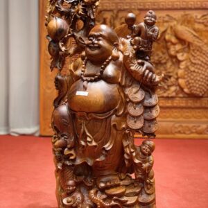 Tượng Di Lặc Ngũ Tiểu Vác Đào Gỗ Hương