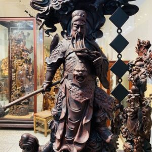 Quan Công ngự song long gỗ trắc.