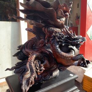 Tượng Đạt Ma Múa Võ Ngự Rồng Quần Ngọc Gỗ Trắc