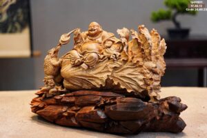 Di Lặc Ngồi Bắp Cải Gỗ Hoàng Đàn Tuyết Lạng Sơn