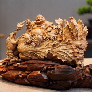 Di Lặc Ngồi Bắp Cải Gỗ Hoàng Đàn Tuyết Lạng Sơn