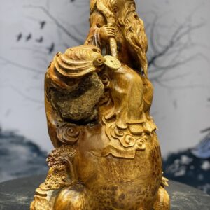 Tượng Ông Thọ Cầm Đào Gỗ Nu