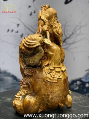 Tượng Ông Thọ Cầm Đào Gỗ Nu