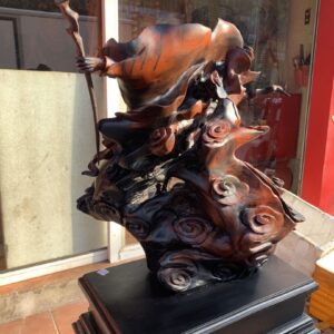 Tượng Đạt Ma Múa Võ Ngự Rồng Quần Ngọc Gỗ Trắc