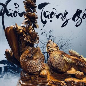Tượng Gia Đình Gà Gỗ Hương