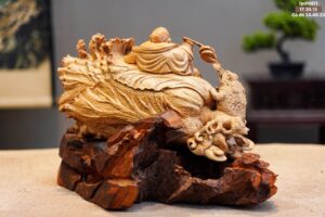 Di Lặc Ngồi Bắp Cải Gỗ Hoàng Đàn Tuyết Lạng Sơn