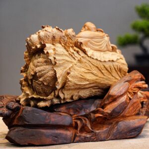 Di Lặc Ngồi Bắp Cải Gỗ Hoàng Đàn Tuyết Lạng Sơn
