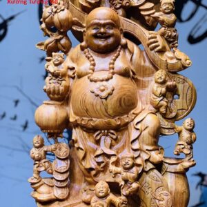 Di Lặc Cửu Tiểu Vác Gậy Như Ý Hương Đá