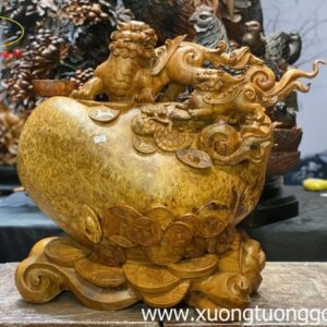 Tượng Tỳ Hiu Chấn Bao Tiền Gỗ HƯơng