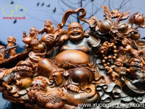 Tượng Di Lặc Ngũ Tiểu Tam Nghê Gỗ Trắc