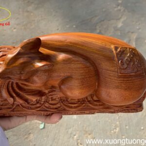 Tượng Chuột Kéo Bao Tiền Gỗ Hương Đá