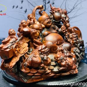 Tượng Di Lặc Ngũ Tiểu Tam Nghê Gỗ Trắc