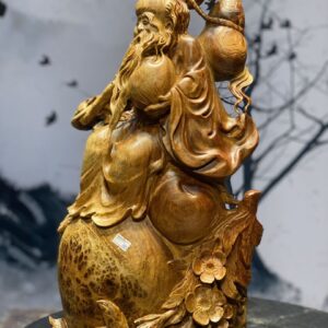 Tượng Ông Thọ Cầm Đào Gỗ Nu