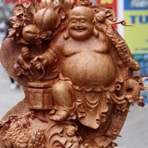 Di Lặc Ngũ Tiểu Vác Đào Đứng Bao Tiền Nu Hương