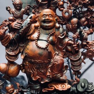 Tượng Phật Di Lặc Ngũ Tiểu Vác Đào Đứng Tiền