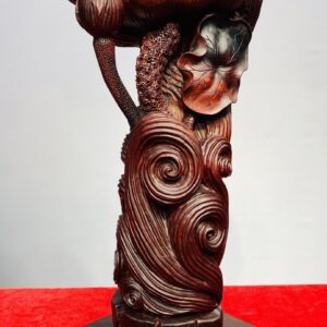 Phật Ngự Đài Sen Gỗ Trắc Đỏ Đen