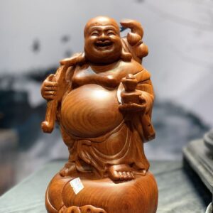 Tượng Di Lặc Đứng Bao Tiền Gỗ Hương