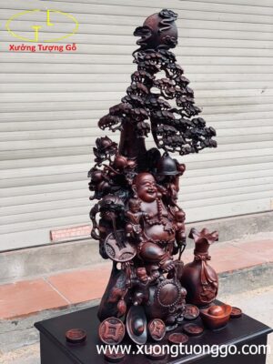 Di Lặc Ngũ Tiểu Đứng Cây Tùng Trắc