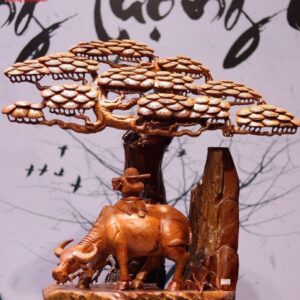Tượng Tiểu Đồng Ngồi Lưng Trâu Đứng Gốc Tùng