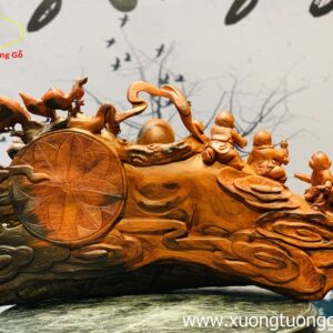 Tượng Di Lặc Ngũ Tiểu Tam Nghê Gỗ Trắc