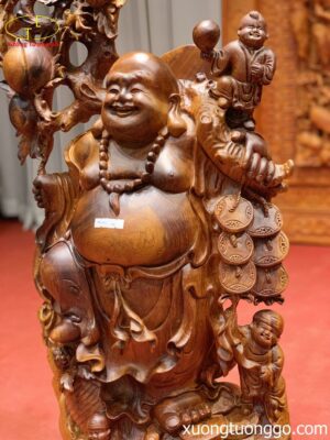 Tượng Di Lặc Ngũ Tiểu Vác Đào Gỗ Hương