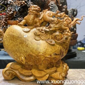 Tượng Tỳ Hiu Chấn Bao Tiền Gỗ HƯơng