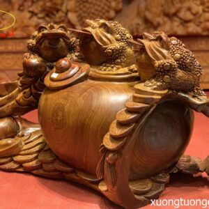 Tượng Tam Cóc Chấn Chum Tiền Gỗ Hương