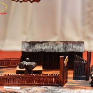 Tiểu Cảnh Cây Tùng Nhà Tranh Gỗ Trắc