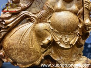 Tượng Di Lặc Tam Tiểu Kéo Bao Gỗ Nu