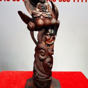 Phật Ngự Đài Sen Gỗ Trắc Đỏ Đen