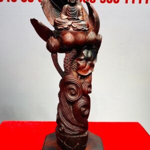 Phật Ngự Đài Sen Gỗ Trắc Đỏ Đen