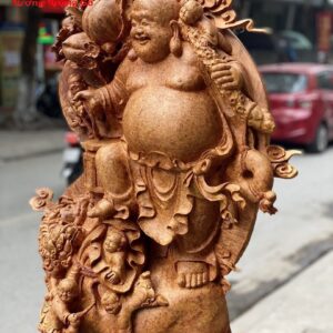 Di Lặc Ngũ Tiểu Vác Đào Đứng Bao Tiền Nu Hương