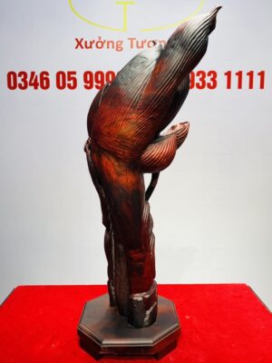Phật Ngự Đài Sen Gỗ Trắc Đỏ Đen