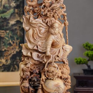 Tượng Đạt Ma Hàng Long Phục Lân Gỗ Hoàng Đàn Tuyết Lạng Sơn