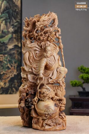Tượng Đạt Ma Hàng Long Phục Lân Gỗ Hoàng Đàn Tuyết Lạng Sơn