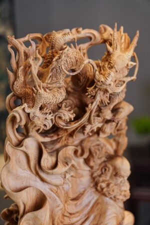 Tượng Đạt Ma Hàng Long Phục Lân Gỗ Hoàng Đàn Tuyết Lạng Sơn