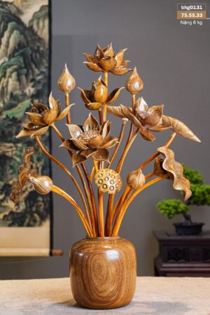 Bình Sen Gỗ Cẩm Vàng