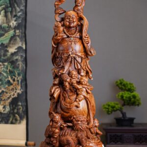 Tượng Di Lặc Ngũ Phúc Phục Lân - Gỗ Sưa