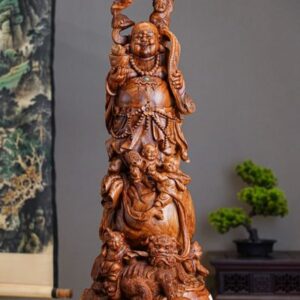 Tượng Di Lặc Ngũ Phúc Phục Lân - Gỗ Sưa