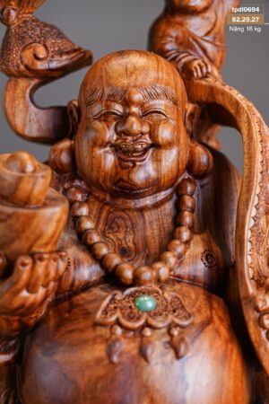 Tượng Di Lặc Ngũ Phúc Phục Lân - Gỗ Sưa