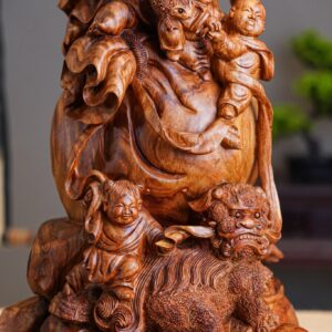 Tượng Di Lặc Ngũ Phúc Phục Lân - Gỗ Sưa