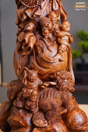 Tượng Di Lặc Ngũ Phúc Phục Lân - Gỗ Sưa