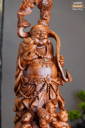 Tượng Di Lặc Ngũ Phúc Phục Lân - Gỗ Sưa