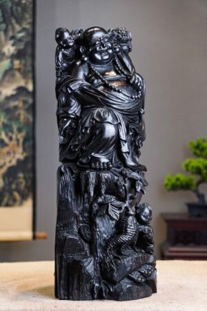 Tượng Di Lặc Nhị Phúc Gỗ Tử Đàn Tím