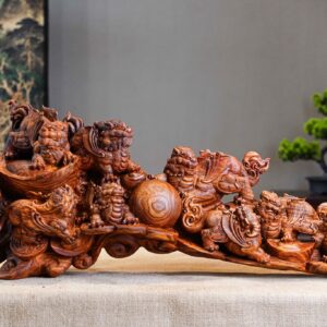 Tượng Cửu Nghê Gỗ Sưa