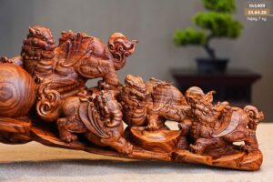 Tượng Cửu Nghê Gỗ Sưa